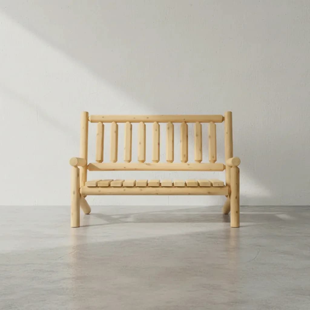 penwood furniture cedar log bench face on horizontal