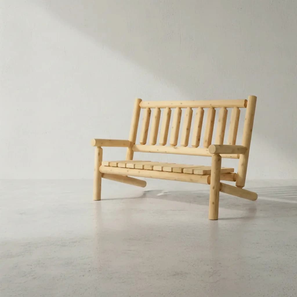 penwood furniture cedar log bench 45 degree angle