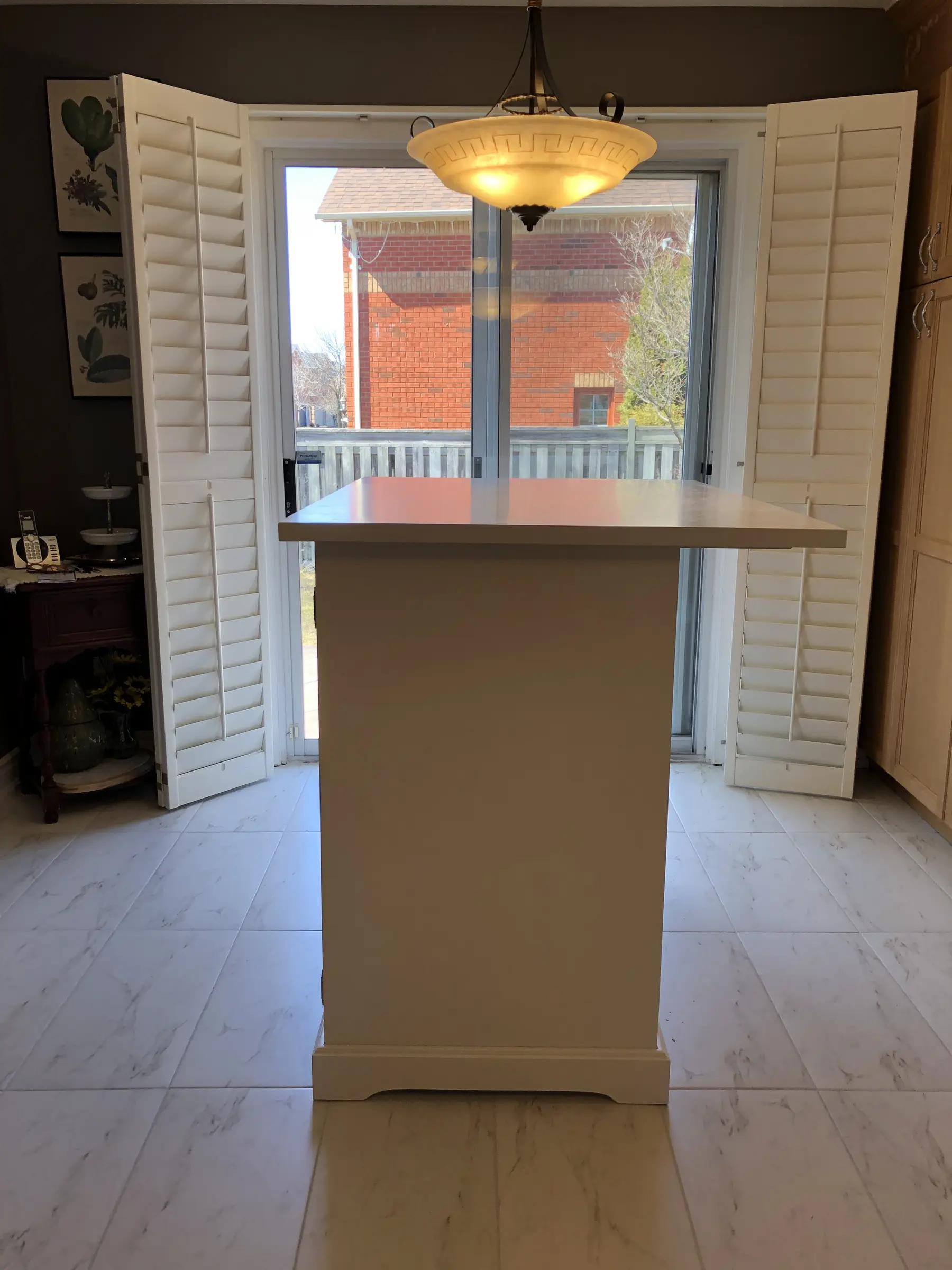 Narrow custom console table designed for a compact space