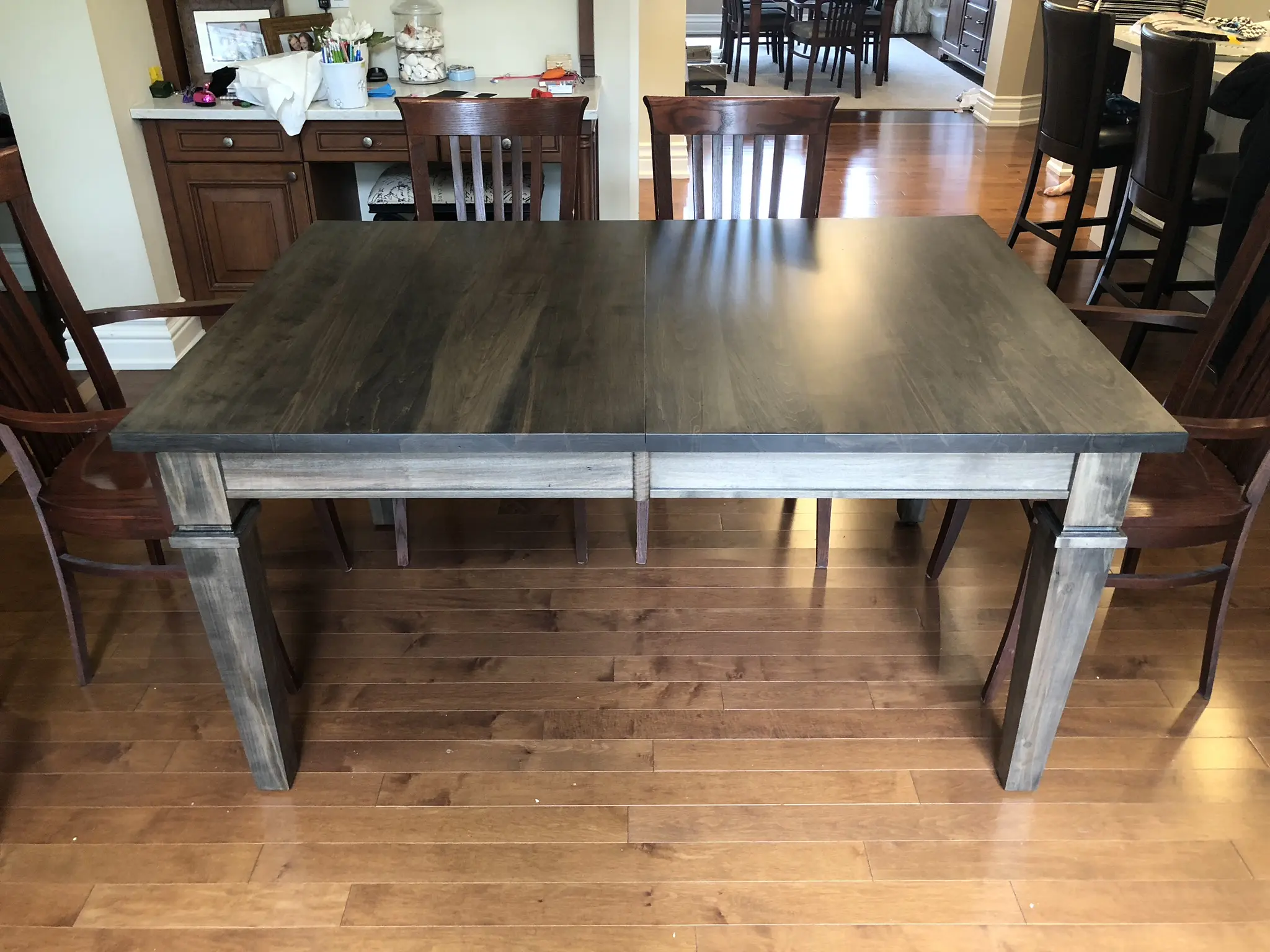 Arizona custom solid wood dining table with contrasting base