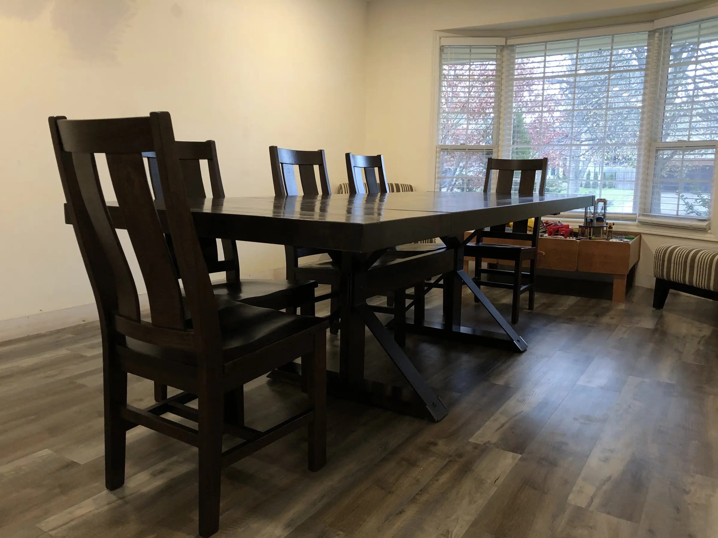 Moorhouse solid wood table with Eastbrooke dining chairs in an Ontario home