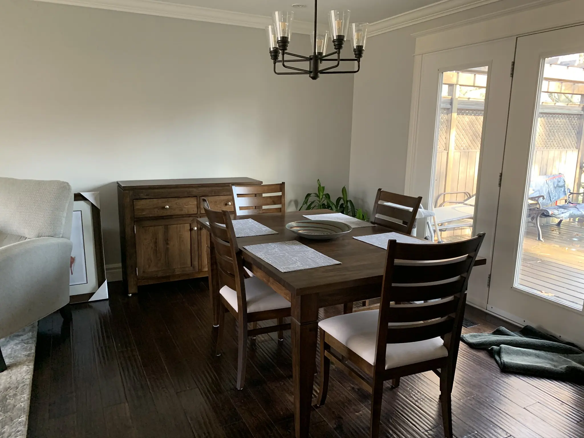 Reesor solid wood dining table and chairs in an open-concept home