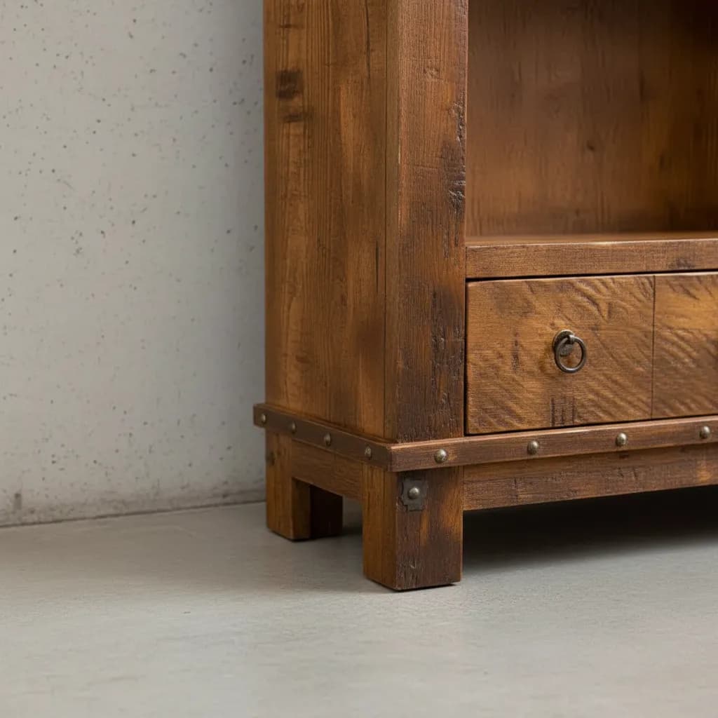 penwood furniture barrelworks bookcase with drawer medium close up