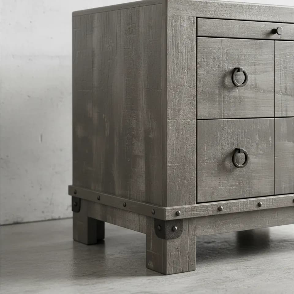 penwood furniture barrelworks night stand 2 drawers medium close up