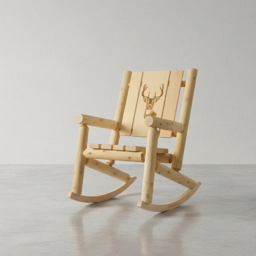 penwood furniture cedar branded back rocking chair 45 degree angle