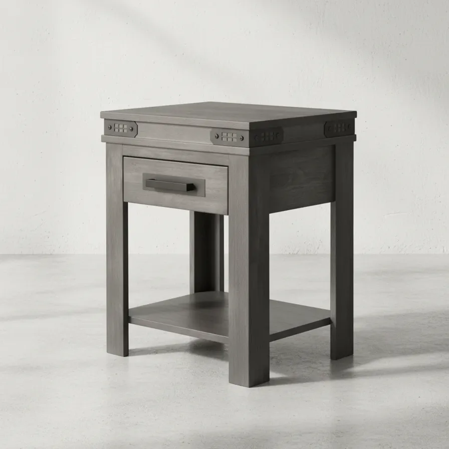 penwood furniture gastown night stand 1 drawer open 45 degree angle
