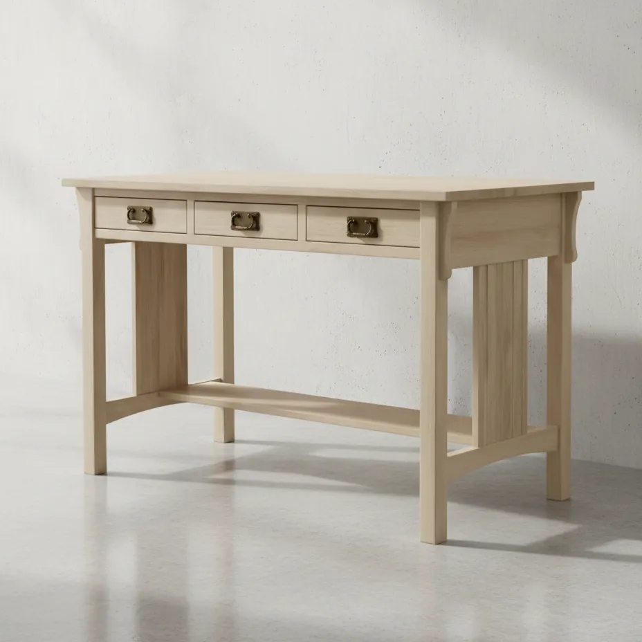 penwood furniture mission 3 drawer desk m2448d 45 degree angle