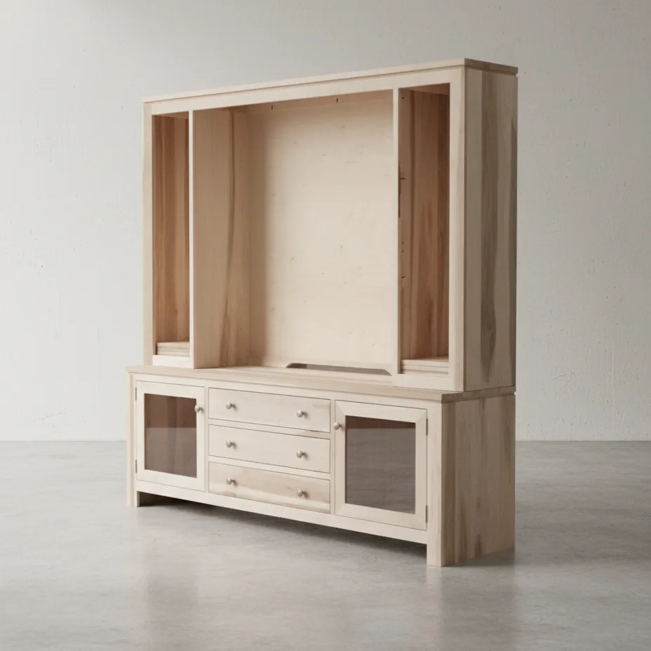 penwood furniture newport 75 hdtv cabinet with hutch np1875h 45 degree angle