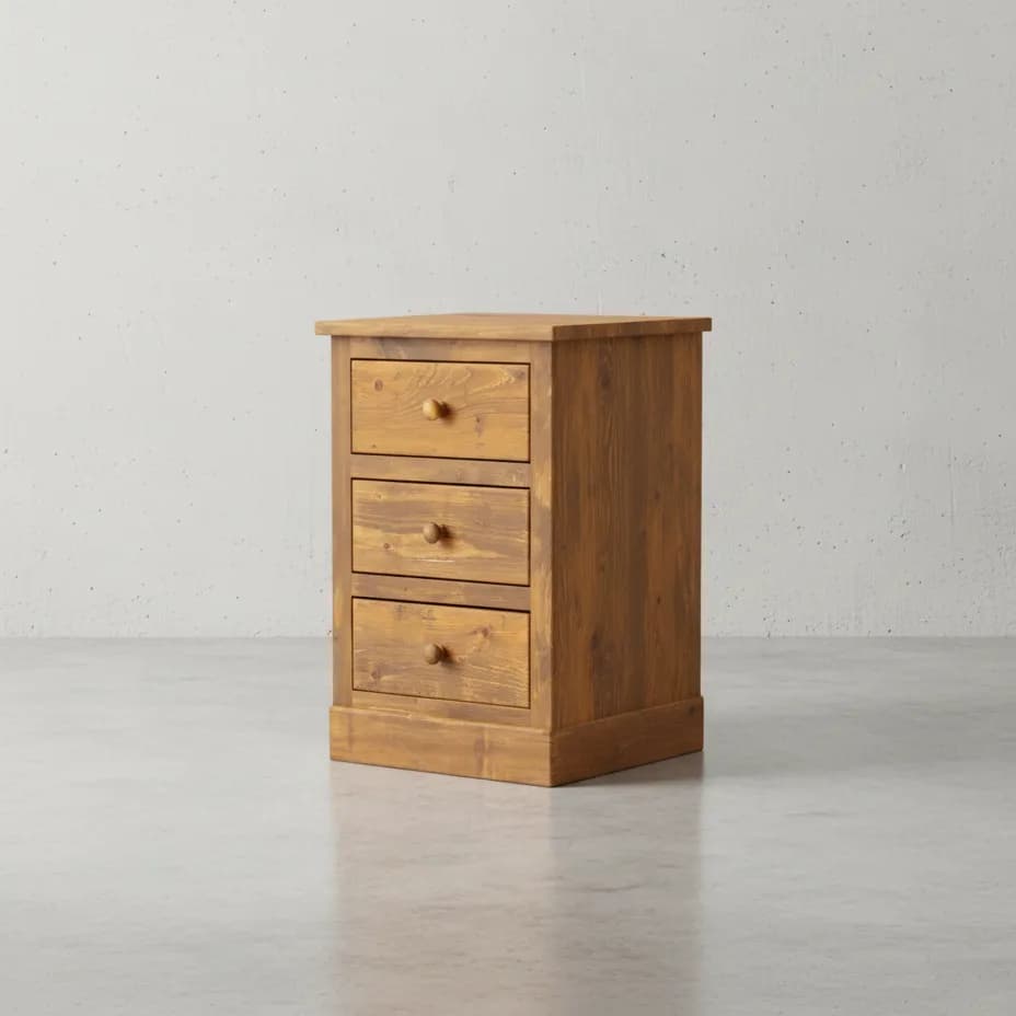 penwood furniture rustic barnboard 3 drawer night stand 45 degree angle