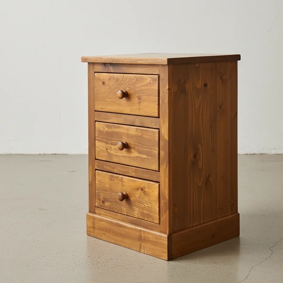 penwood furniture rustic barnboard 3 drawer night stand medium close up