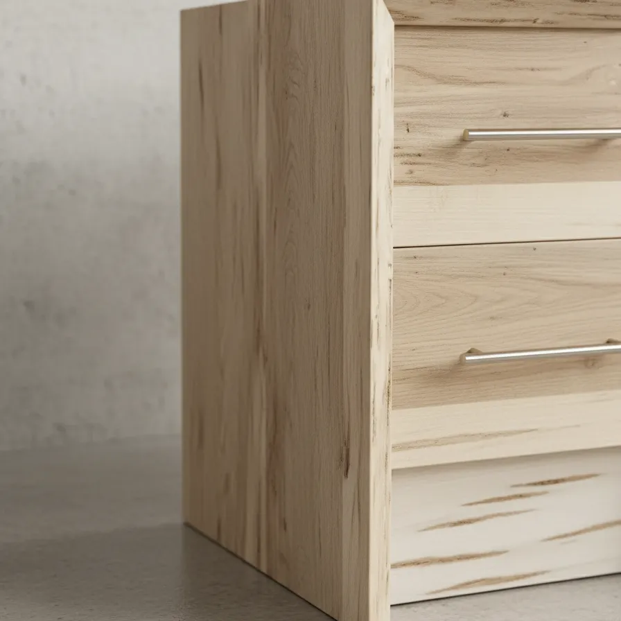 penwood furniture waterfall live edge 2 drawer nightstand medium close up